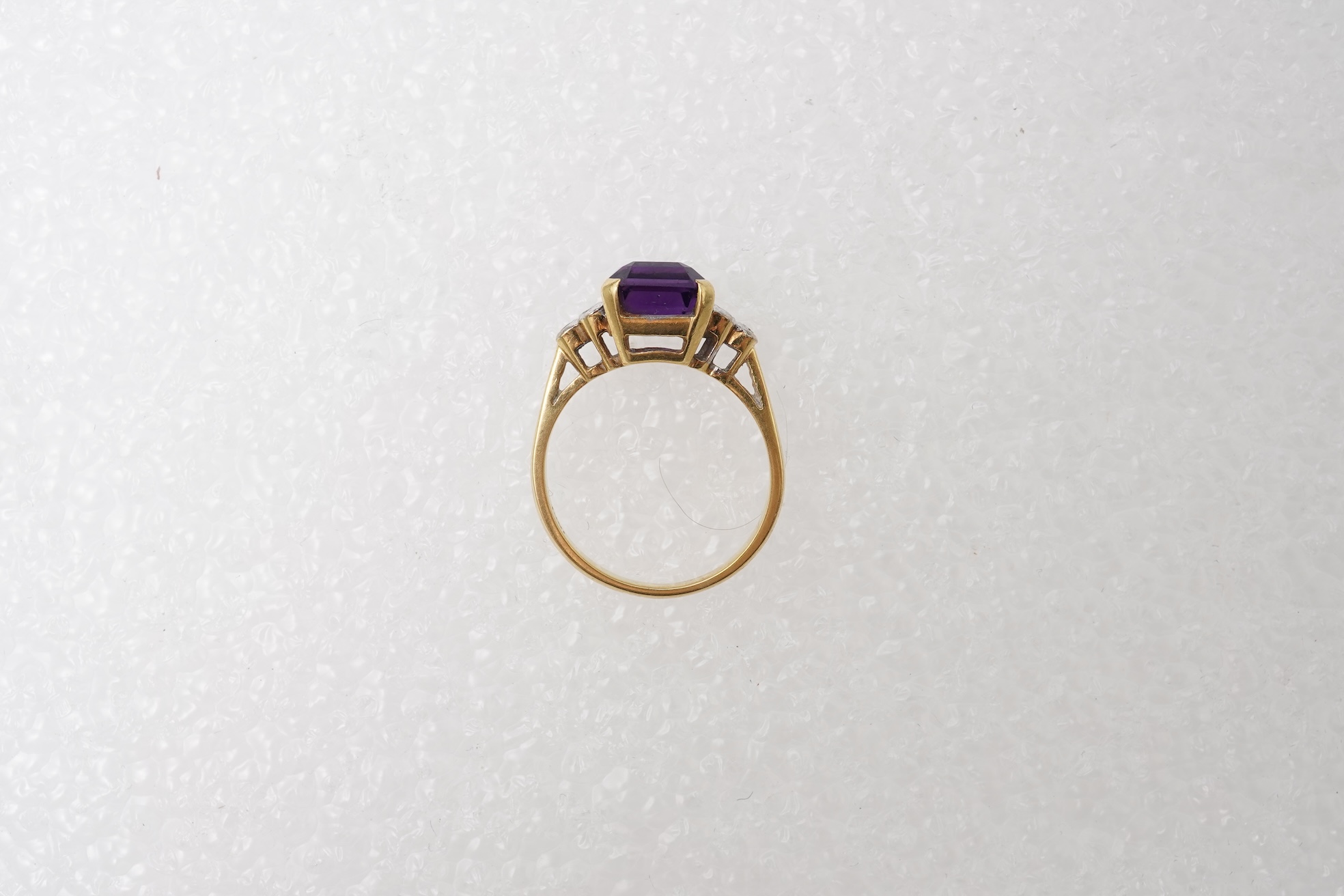 An amethyst and diamond ring